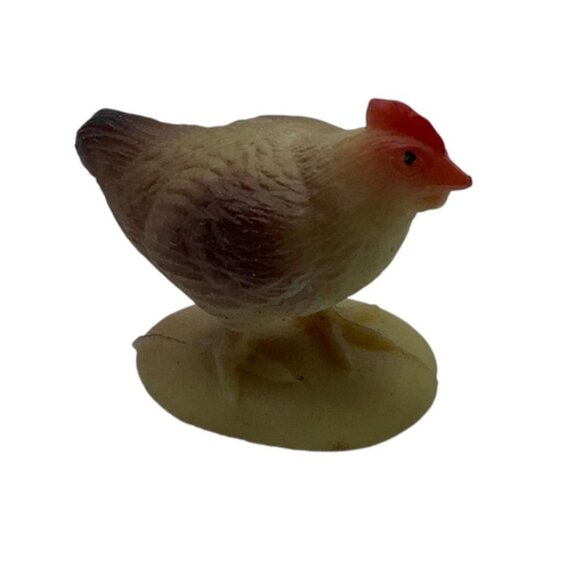 Vtg Miniature Farm Animal Figurine Set Lot of 7 Goat Chickens Goose Duck Cow - Picture 4 of 12